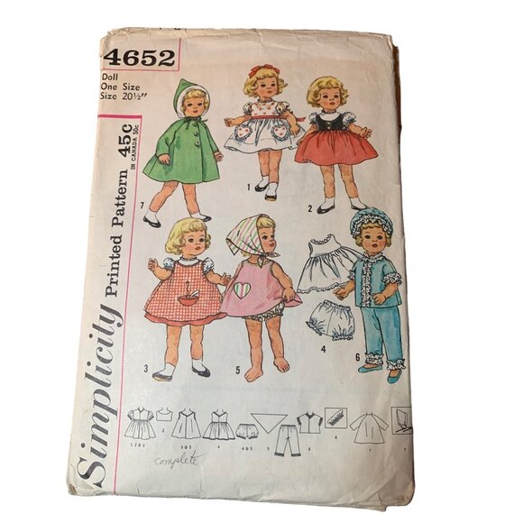Simplicity 4652 Vintage Doll Clothes Sewing Pattern 20.5" Chatty Cathy Doll 1960 - Picture 1 of 2